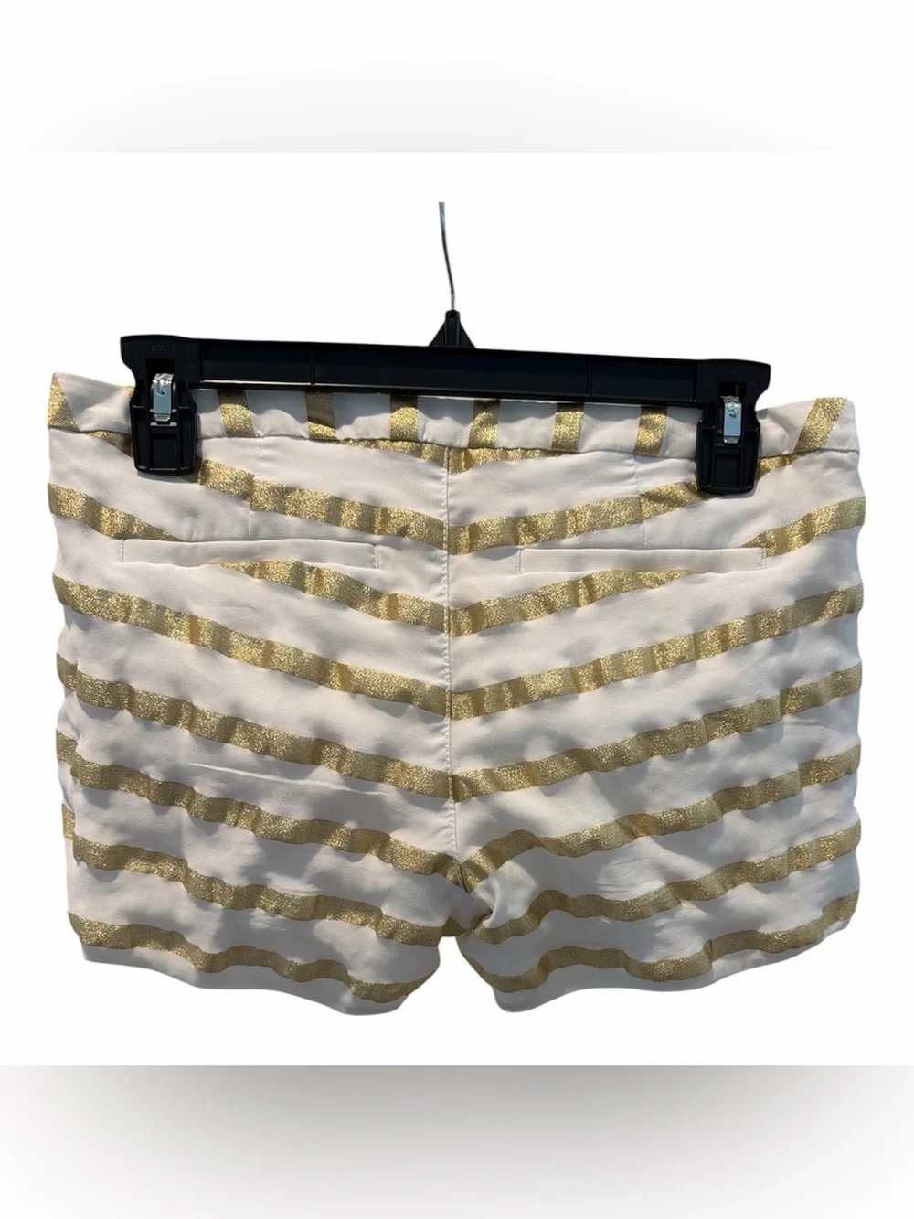 LILLY PULITZER Adie Metallic Gold & White Striped Shorts size 2